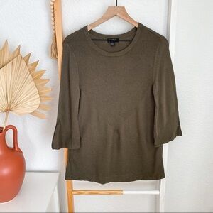 Lord and Taylor Lightweight Sweater Olive Green 3/4 Bell Flare Sleeves Top M